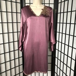 Gold Hawk Purple Silk Dress w/ embroidered beads